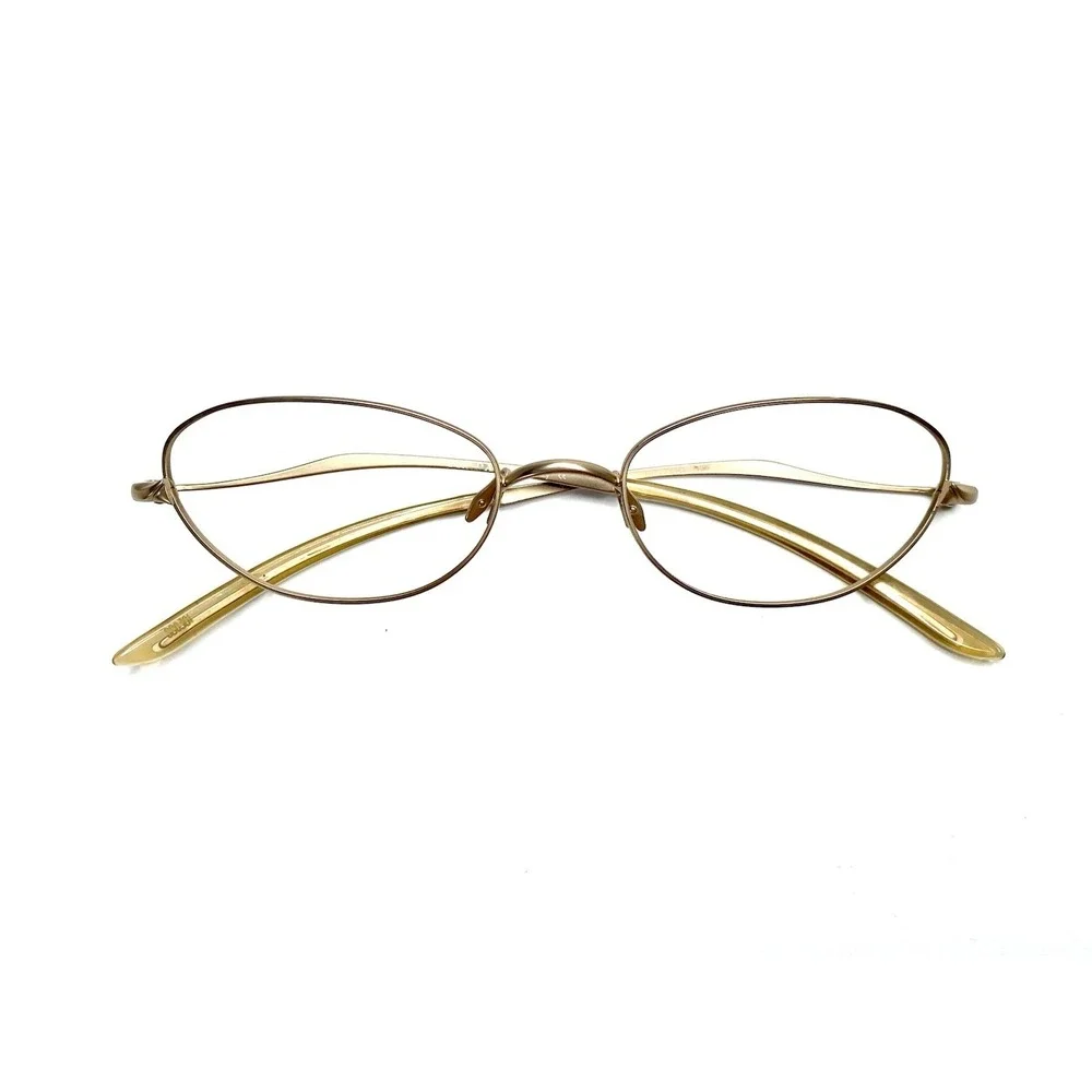 Prada Brushed Gold Oval Cat Eye Glasses Italy VPR69C 1AO2H1 53 16 135